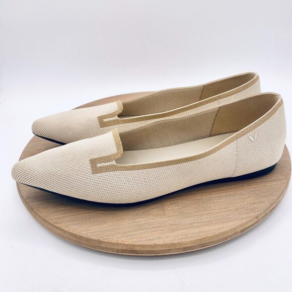 Vivaia Shoes Womens 11 42 Beige Mesh Manon Pointed Toe Ballet Flats Minimalist - Picture 6 of 12
